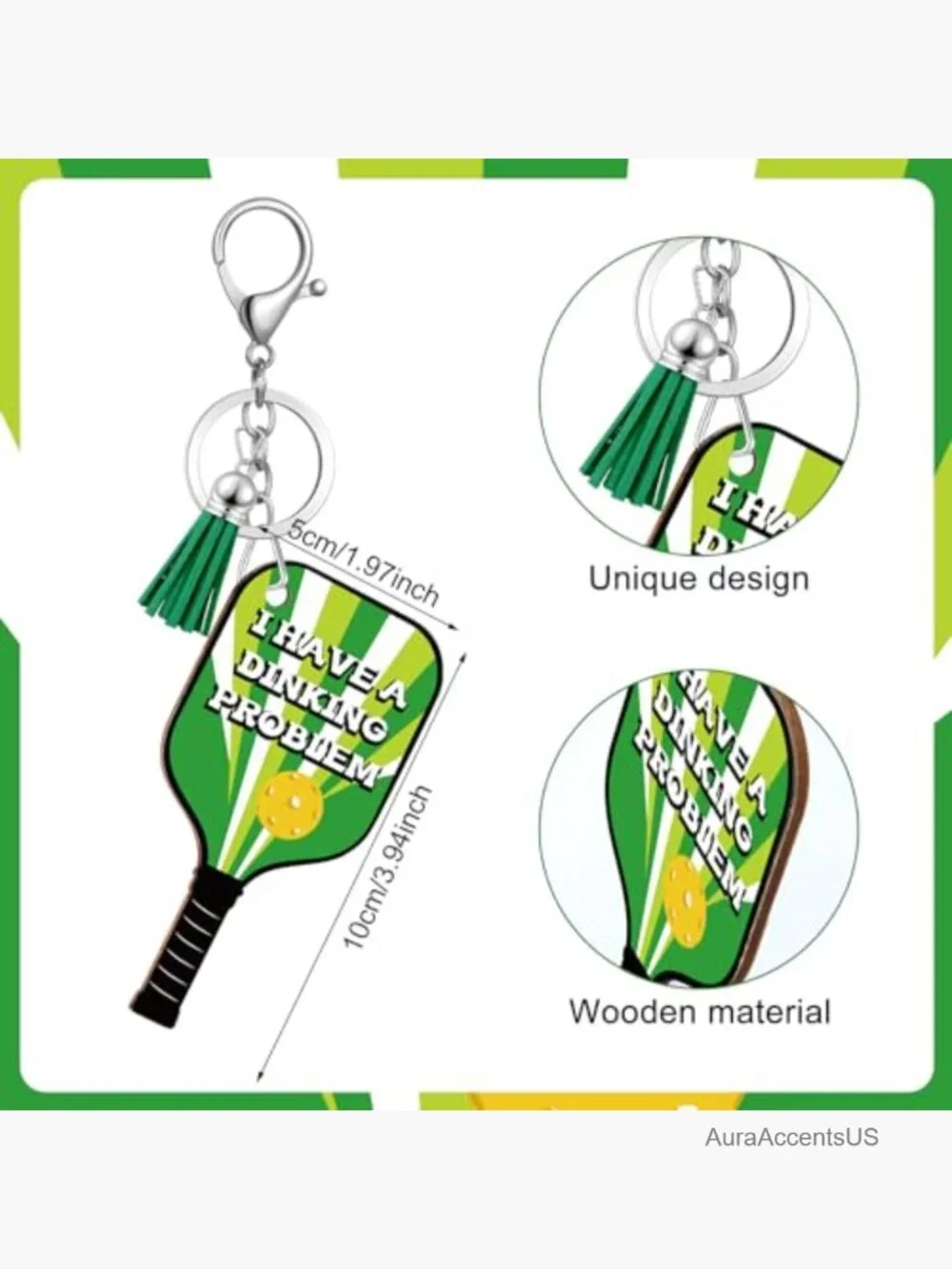 24 Pack Dinkball Keychains Inspirational Wooden Sports Gifts for Team Party